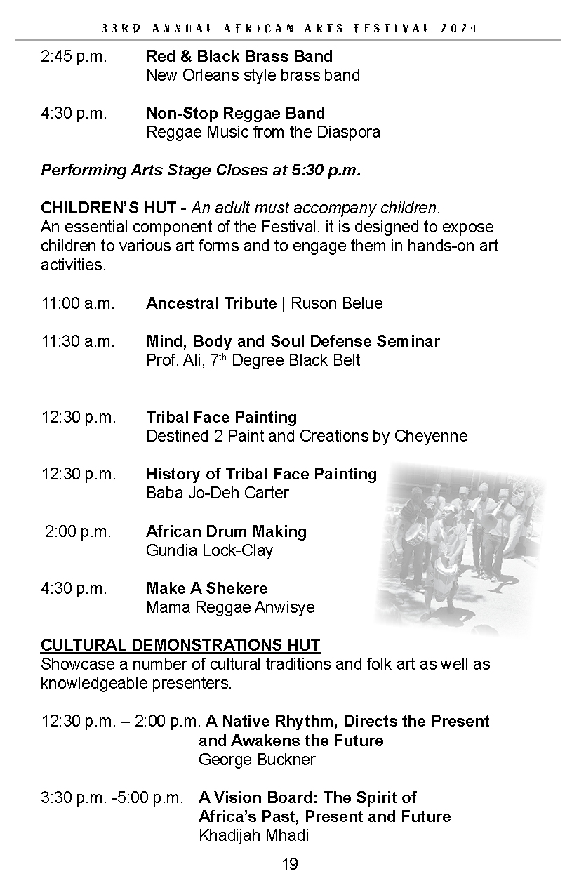 Schedule St. Louis African Arts Festival