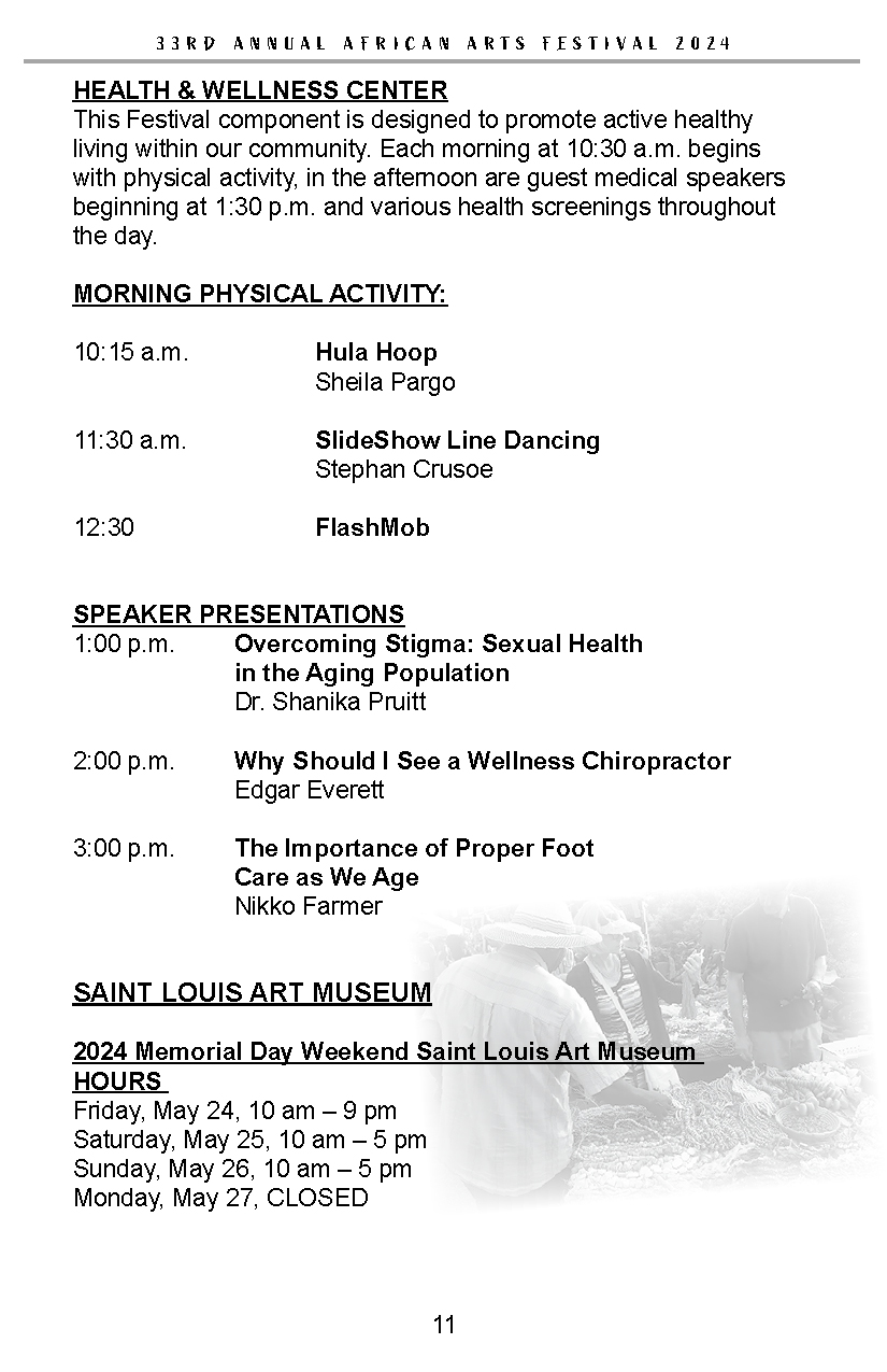 Schedule St. Louis African Arts Festival