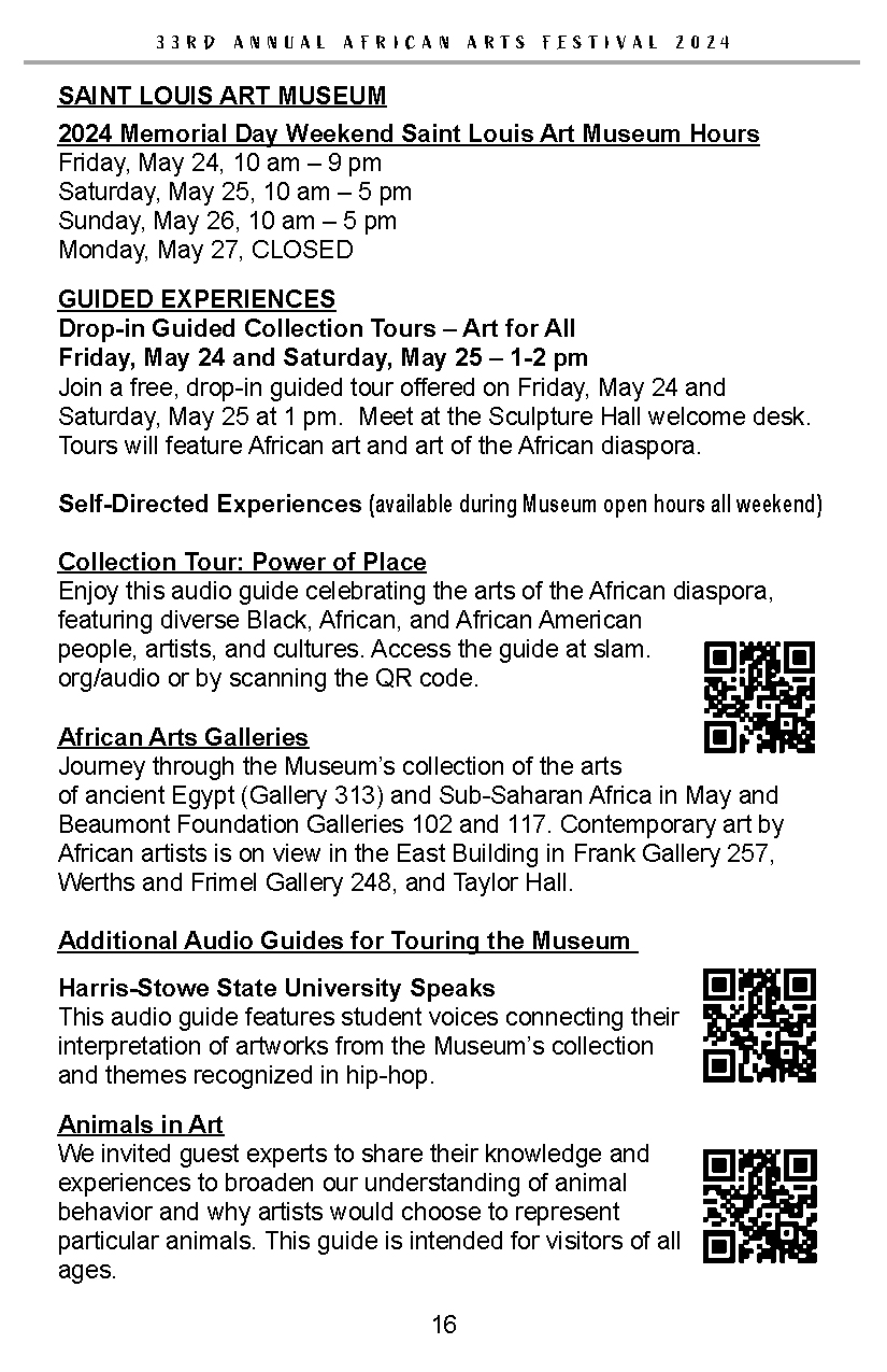 Schedule St. Louis African Arts Festival